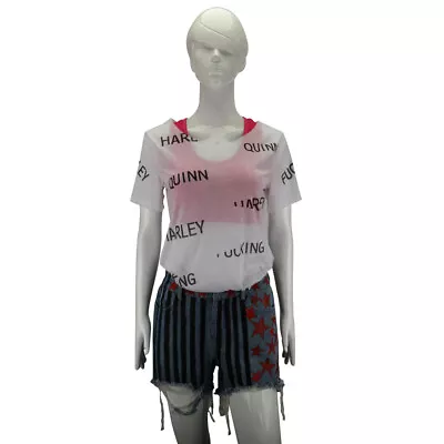 Cosplay Birds Of Prey Harley Quinn Vest T-Shirts Short Pants Full Set Costumes  • £18.72