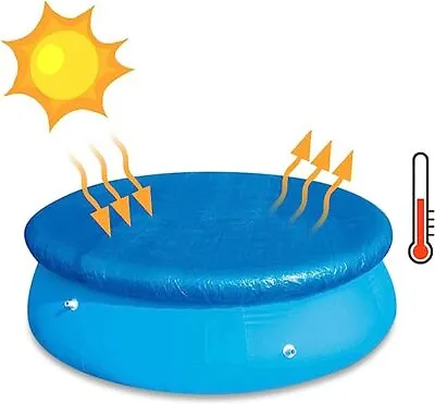 8ft/10ft/12ft Inflatable Paddling Fast Set Rope & Ties Swimming Pool Solar Cover • £31.49