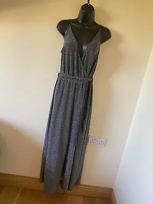 £6 • Buy H&M Silver Stretch Wide Leg Jumpsuit Size L