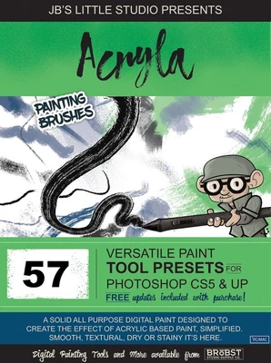 $4 • Buy Acryla Digital Painting Brushes Tool Presets  Photoshop CS5 + (CC) Digital 