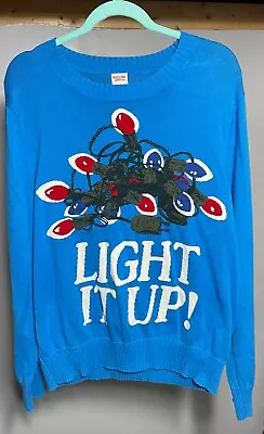 Large Light It Up Christmas Sweater Mossimo Size L Athletic Fit Holiday Ugly EUC • $19.99