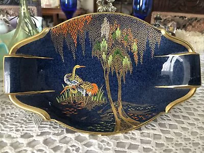 CARLTON WARE VINTAGE DISH BLUE ART DECO LUSTRE. Stork Pattern. VG Preowned • $50