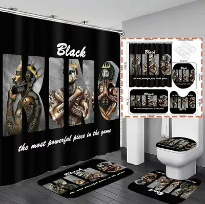 $24.99 • Buy Black African American Kings Pattern Shower Curtain Sets, Bathroom Sets