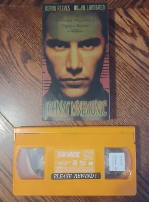 $5 • Buy Johnny Mnemonic VHS 1995 Keanu Reeves Clear Sleeve Orange Tape