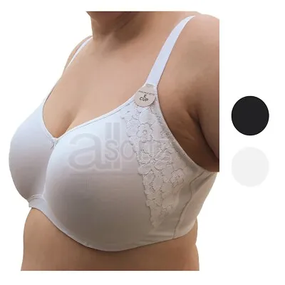 Ladies M S Cotton Rich Bra Smoothing Underwired Full Cup T-Shirt Comfort Uk Size • £12.99