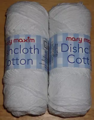 Lot Of 2 Skeins Mary Maxim Dish Cloth Cotton Yarn DK 3.5 Oz 164 Yds White • $11.99