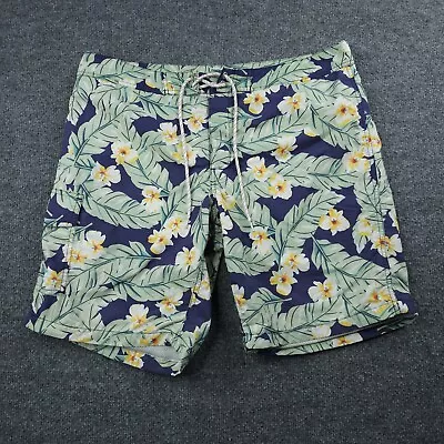 J Crew Shorts Mens 33 Green Hawaiian Aloha Floral Mesh Lined Board Short • $14.08