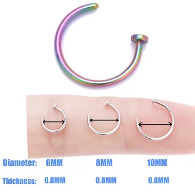 Nose Ring Fake Nose Rings Lip Rings Small Thin Body Piercing Surgical Steel Hoop • £1.69