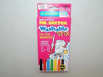 Vintage Box Of 8 Sanford's Mr. Sketch Washable Stix Markers New 1994 FREE SHIP! • $16.79