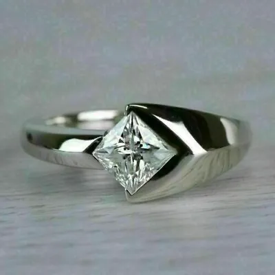 Fabulous Solitaire Men's Engagement Ring 14K White Gold 1.7 Ct Simulated Diamond • $169.87