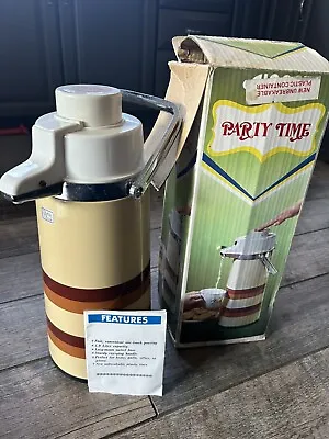 AIRPOT Party Time Pump Thermos 1.9 LITER Vintage Retro Brown Stripes Tested  • $16.99