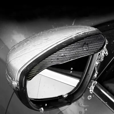 £5.22 • Buy 2x Carbon Fiber Black Rear View Mirror Rain Visor Guard For Auto Car Accessories
