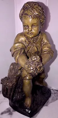 Quaint Vintage Cira 1940 Signed Borghese Chalkware Boy “Best Wishes” • $30