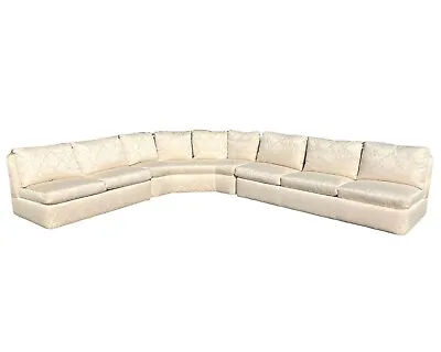 BAKER Mid 20th Century White Armless Three-Piece Sectional Slipper Sofa • $3495