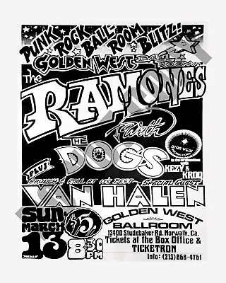 1977 Ramones Special Guest Van Halen Concert At Golden West Ballroom 8x10 Photo • $14.99