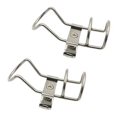 2PCS Clamp On Fishing Rod Holder Stainless Steel  Rails 7/8'' To 1'' Mount Tube • $28.40