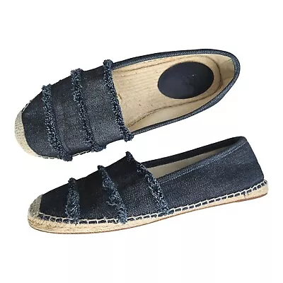 Michael By Michael Kors Navy Blue Espadrille Fringe Loafers Slip On Size 9 Women • $22.09