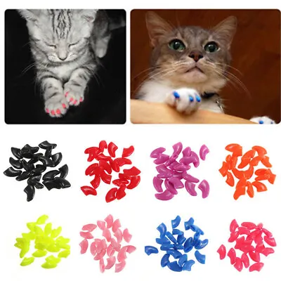 20pcs Silicone Soft Cat Nail Cap Cat Paw Claw Pet Nail Protector Cat Nail Cover • $1.69