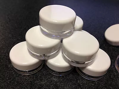 Small Cosmetic Jars Empty Beauty Lip Balm Containers 3 Gram Ml White Lid 25 5052 • $19.95