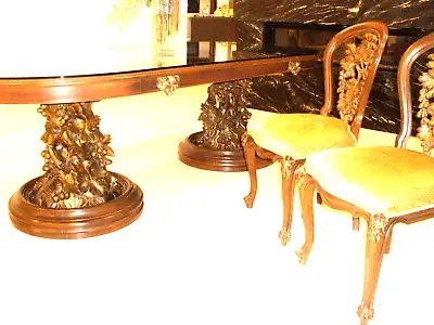 Must Sell $35k Mahagony Antique Carved Bases Large 102  Oval Dining Table • $5500