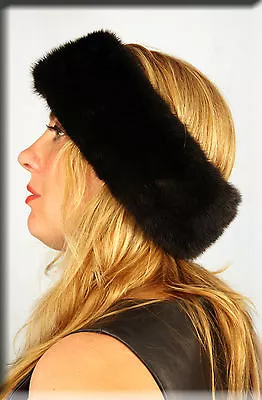 New Black Mink Fur Headband Efurs4less • $89.99