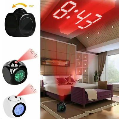 Cute Design Projection Projector Alarm Clock Multifunction LED Digital Ceiling • £10.43