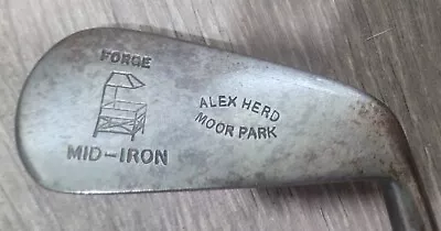 Antique Vintage Alex Herd Moor Park Hickory Wood Shaft Golf Club Mid Iron • $49