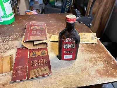 Smith Brothers Cough Syrup Poughkeepsie NY Medicine Bottle W/ Box Paperwork Vtg • $20