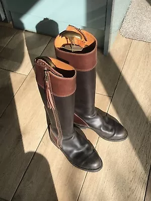 Spanish Brown Tasselled Riding Boots Brown Leather - 38 • £25