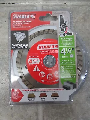 NEW DIABLO 4-1/2 In. Turbo Diamond Masonry Cut-Off Blade-115mm- DDD045TUR101C • $10.95