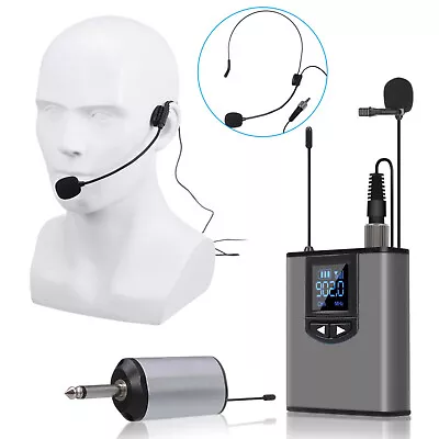 Rechargeable UHF Wireless Lavalier Headset Microphone For Vlogging Speech Q9J2 • $32.99