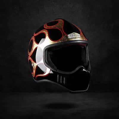 Vintage Chamber Custom Helmet Ultra9 Flames For Bobber Chopper Cafe Racer Bike • $265.50