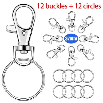 12pcs 37mm Lobster Clasp Keyring Trigger Clip Key Chain Ring Holder Findings UK • £2.49