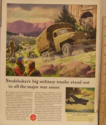 VTG Magazine Ads Studebaker Military Trucks-US War Bonds Seagrams Crown Whiskey • $8.99