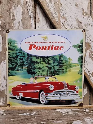 Vintage Pontiac Porcelain Sign Golf Club Car Dealer Automobile Sales & Service • $169.53