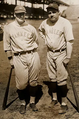 Lou Gehrig And Babe Ruth Print Canvas Wall Art Home Decor - POSTER 20x30 • $23.99