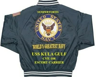 $169.95 • Buy Uss Kula Gulf Cve-108 Escort Carrier Embroidered Satin Jacket (back Only)