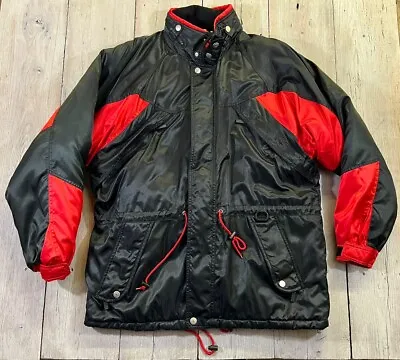 Vintage Marlboro Adult Size L Red & Black Compass Logo Winter Puffer Ski Jacket • $4.99