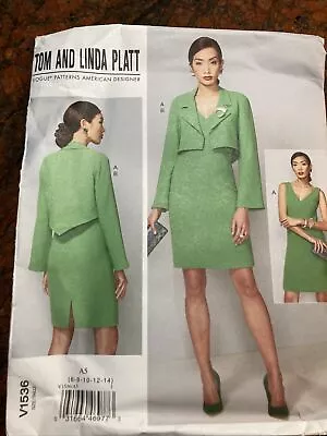 Vogue New Uncut Pattern Tom And Linda Platt Size 6-14 V1536 Dress And Jacket • $10.50