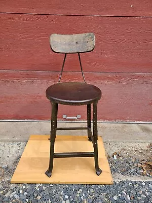 Vintage Retro Industrial HALLOWELL Metal Stool Chair Mcm Adjustable Height  • $225