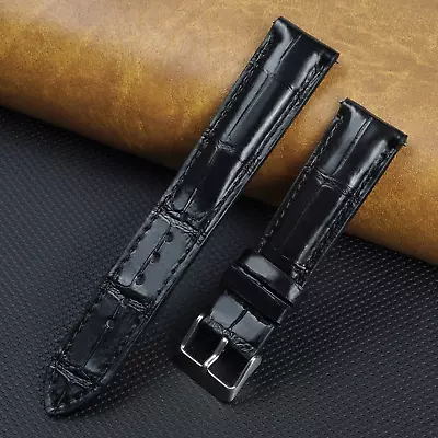 Real Black Crocodile Watch Strap 21mm Alligator Leather Watch Band Vintage Gift • $23.99