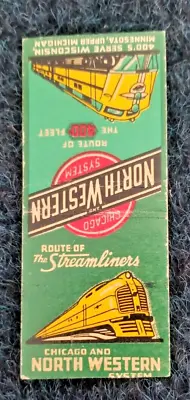 $4.25 • Buy Vtg 1940s 50s Match Book Cover North Western Railroad Chicago Streamliners