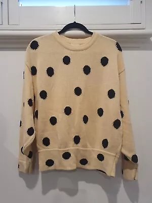 New Zulu And Zephyr Cream/black Spotted Jumper Batwing Sleeve Size 10 • $39