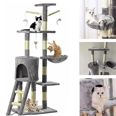 Tall Cat Tree Tower 140cm Cat Climbing Activity Centre Luxur Large Kitten House • £28.40