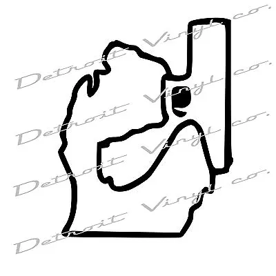 Michigan Holding Gun OUTLINE Michigan Mitten Pistol Decal Sticker 6 X6  • $5.50