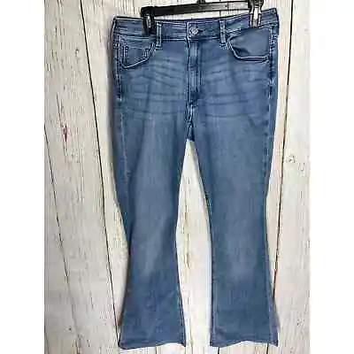 HM Mini Flare Jeans Women Size 12 Blue Mid Rise Cotton Blend ALTERED HEM • $7.72