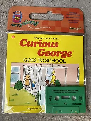 Vintage Carry-Along Childrens Book & Cassette Tape Curious George Goes To School • $15.99