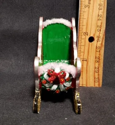 New Sweet Santa Claus Miniature Red & Gold Christmas Wooden Miniature Sleigh 3  • $9.99