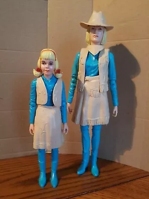 Vintage Jane West Doll & Jodie West Louis Marx Co 1965 W/ Vests Skirt Wild West • $30