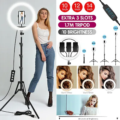 £25.95 • Buy 14  LED Ring Light With Stand For YouTube Tiktok Makeup Video Live Phone Selfie